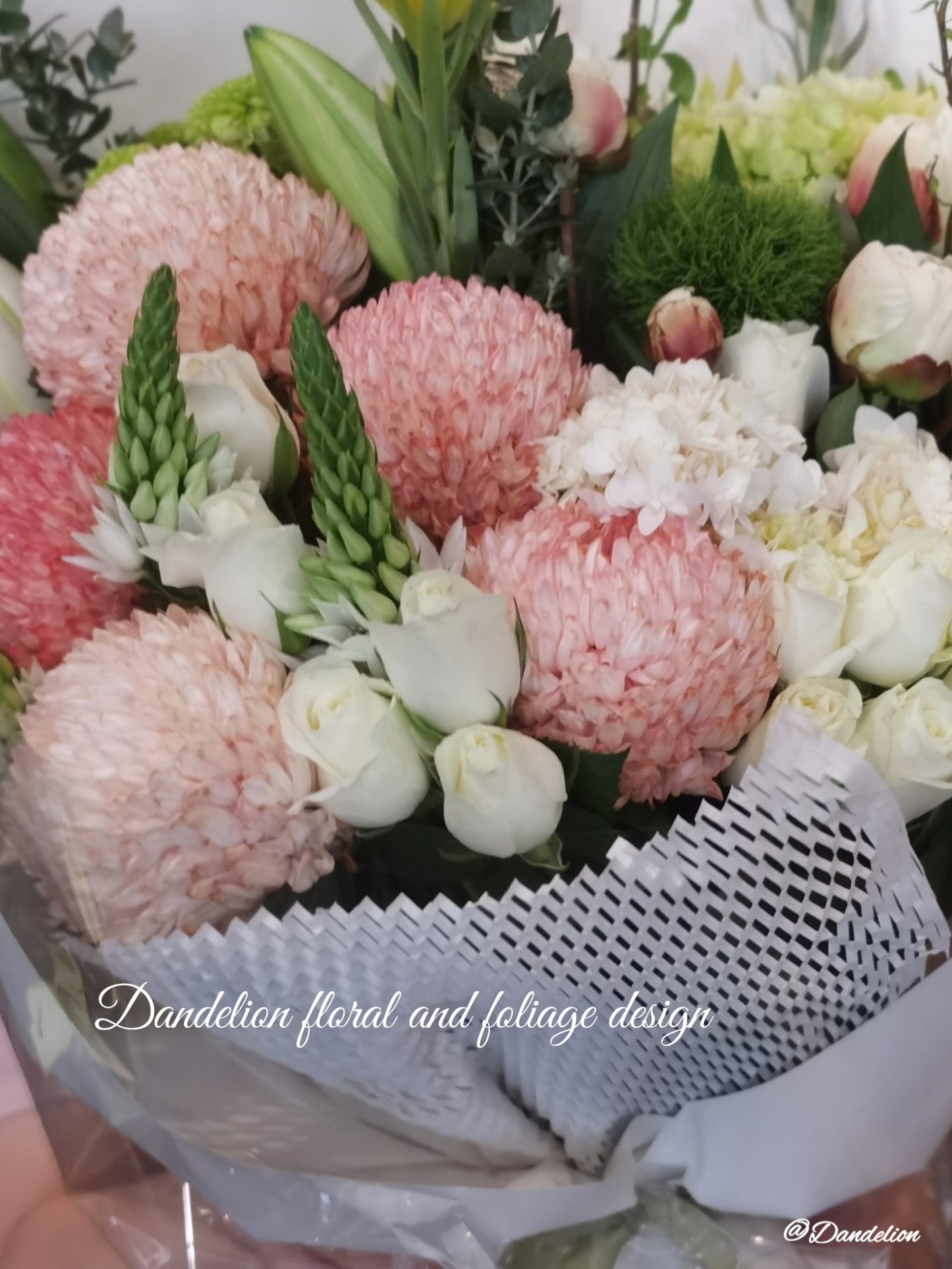 Large white and green bouquet