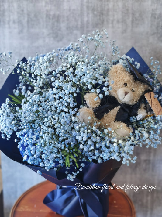 Coloured Graduation Bouquet with Teddy