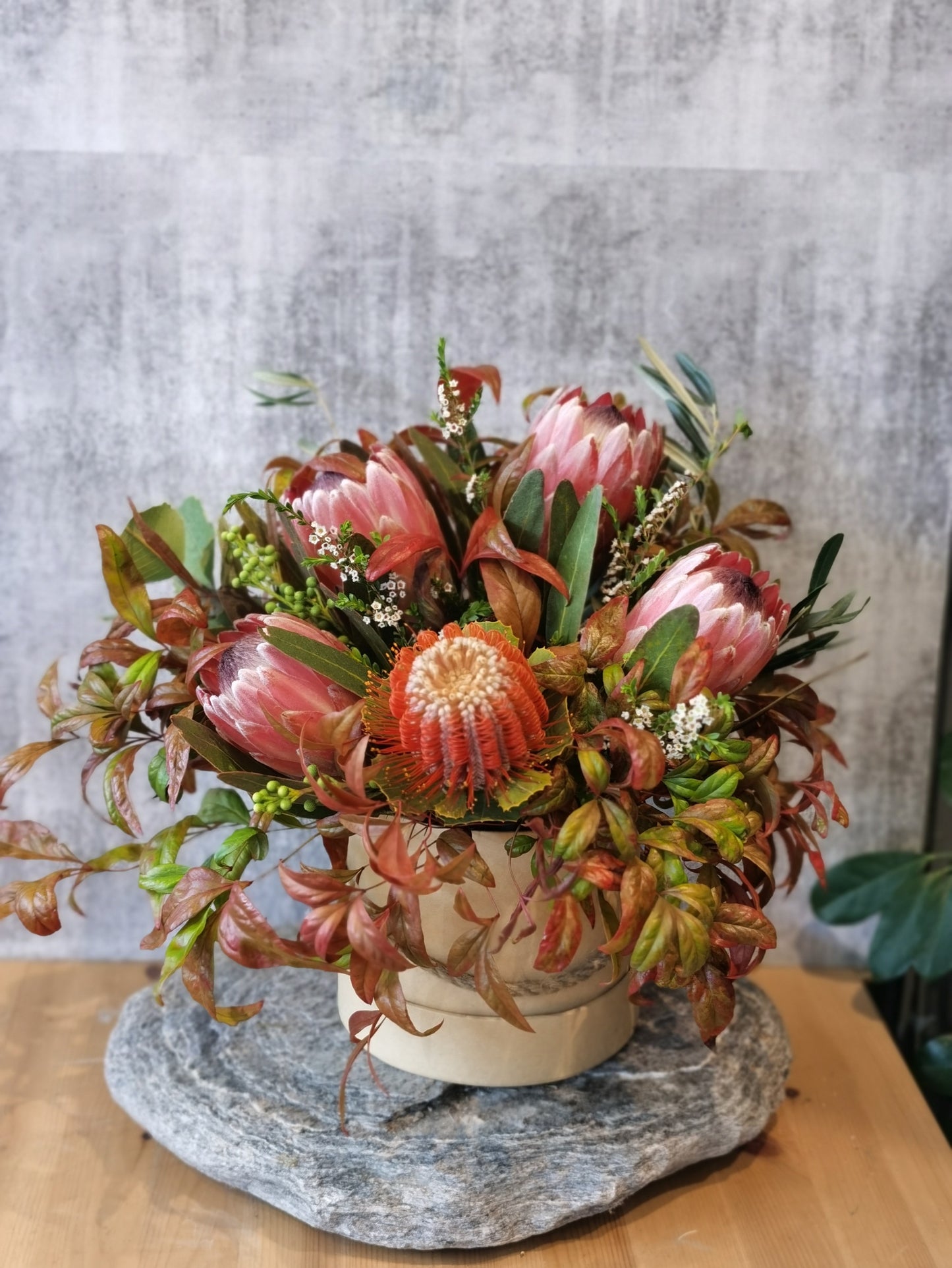 Native flowers in Hat box