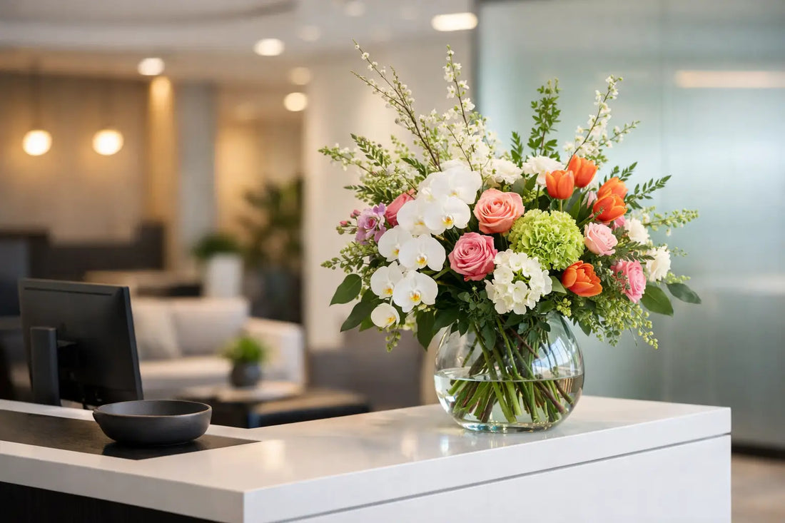 Office Reception Flower Styling Example Ideas