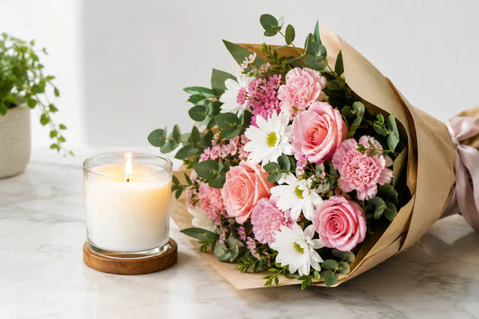 Candle and Bouquet Pairing for Meaningful Gifts