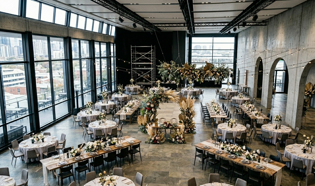 Melbourne Cool wedding aesthetic featuring an earthy grounded floral palette with toffee roses and terracotta tones.