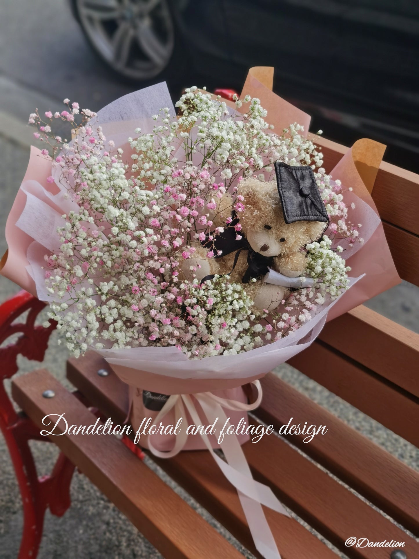 Coloured Graduation Bouquet with Teddy