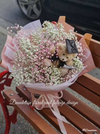 Coloured Graduation Bouquet with Teddy