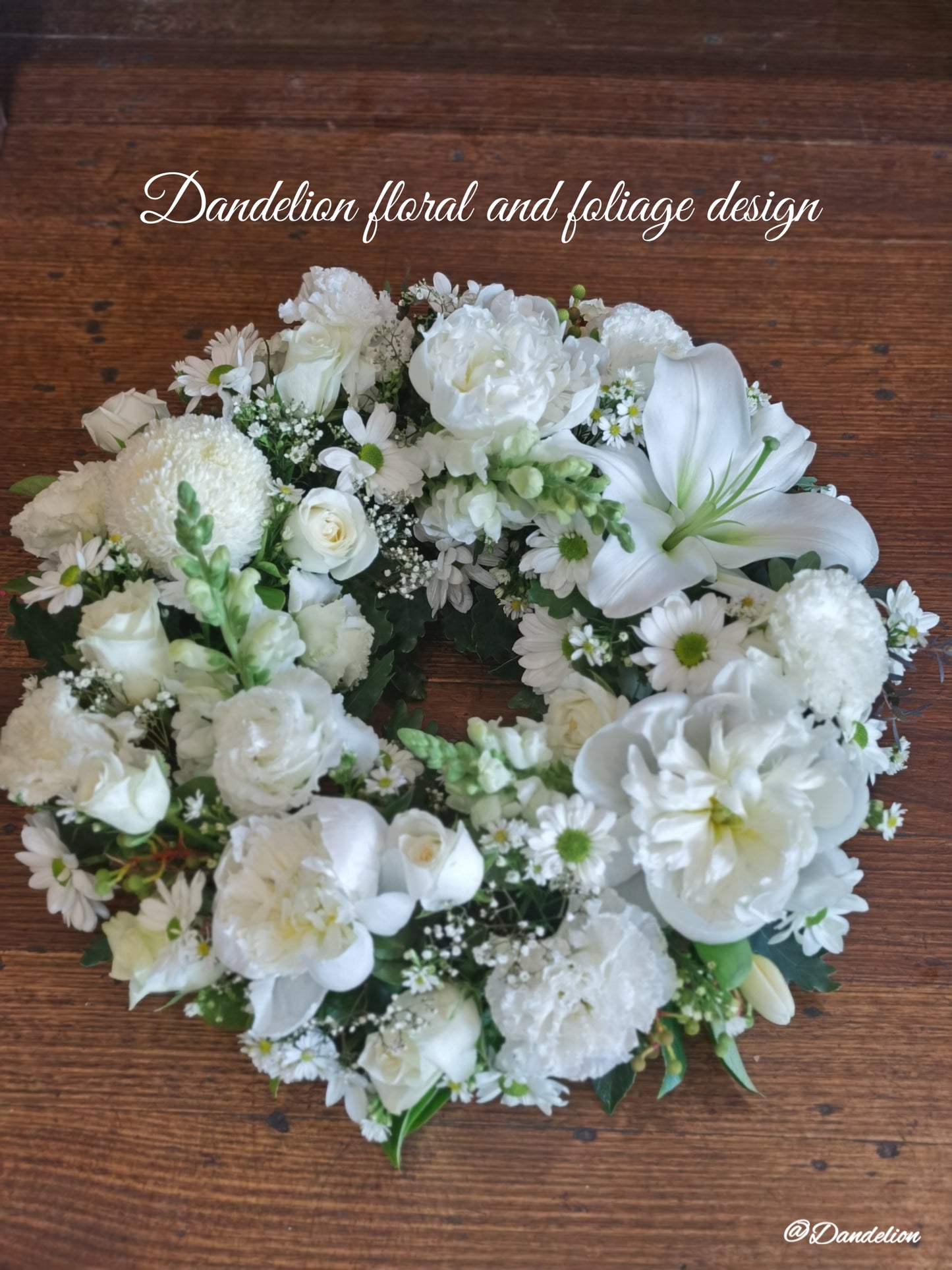 This Sympathy Wreath is made from a selection of fresh seasonal flowers arranged with green foliage, handmade by our skilful florists.
Standard: 50 cm in diameters; 
Large: 60cm in diameters; 
X-large: 70cm in diameters;
Please note: There is 2 business day lead time on all wreaths.