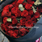 Roses only bouquet starting price includes 20 stems of premium 40cm red roses.
Available in 30, 40, 60…up to 100 stems. Pictured is 40 stem bouquet.