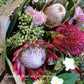 Bespoke bouquet of Australian native wildflowers, proteas, and banksias for local Melbourne delivery