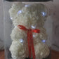 Teddy Bear of white roses in gift box. Ideal for Valentine's Day, Anniversary Gift, Special Gift for you loved ones.