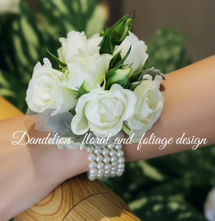 White floral wrist corsage for school formal