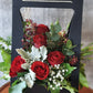 6 gorgeous premium red roses in a cute carry box with red ribbon and a cute teddy bear.. Approximately 250mm high. A perfect way to say “I love you”. 